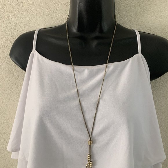 FREE PRESS white tiered tank top size XL ruffle - Nordstrom - Picture 6 of 8